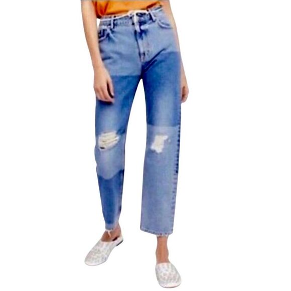 Free People Patchwork Distressed Jeans - Picture 3 of 15